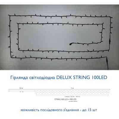 Гірлянда Delux String 100LED IP44 EN 10 м Зелений/чорний (90016599) Вінниця