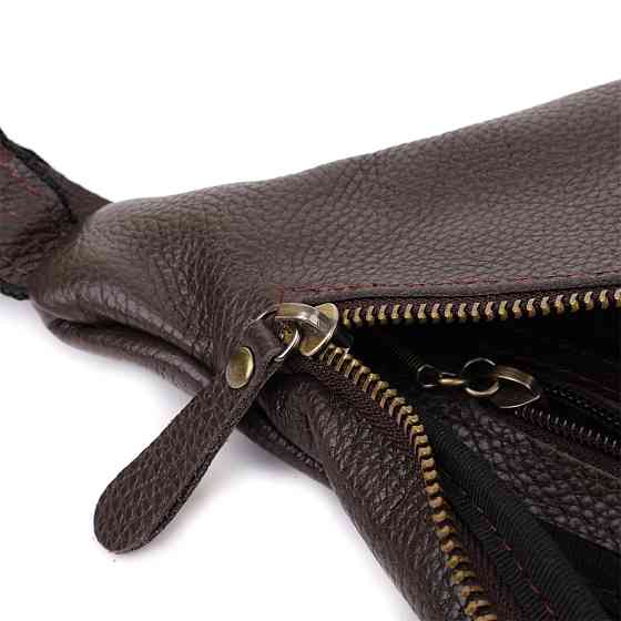 Стильная сумка бананка из зернистой натуральной кожи Shvigel 23146 Коричневый Киев