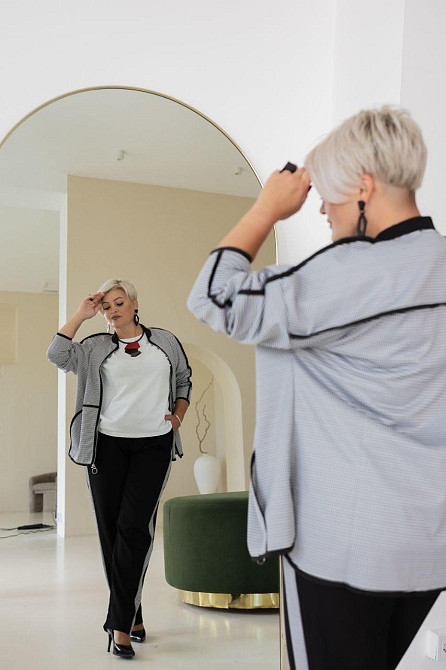 Женский стильный костюм двойка с принтом трикотажный креп+ костюмка 52/54 Одесса - изображение 5