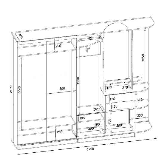 Прихожая Люкс-купе LUX, Самоа Димчастий, 2200/400/2100 Львов