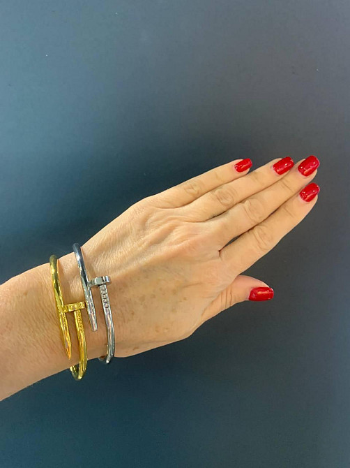 Cartier браслет цвях | Напилення білим золотом | Розсип цирконів на капелюшку | Ідеально для подарунка Одеса - фото 10