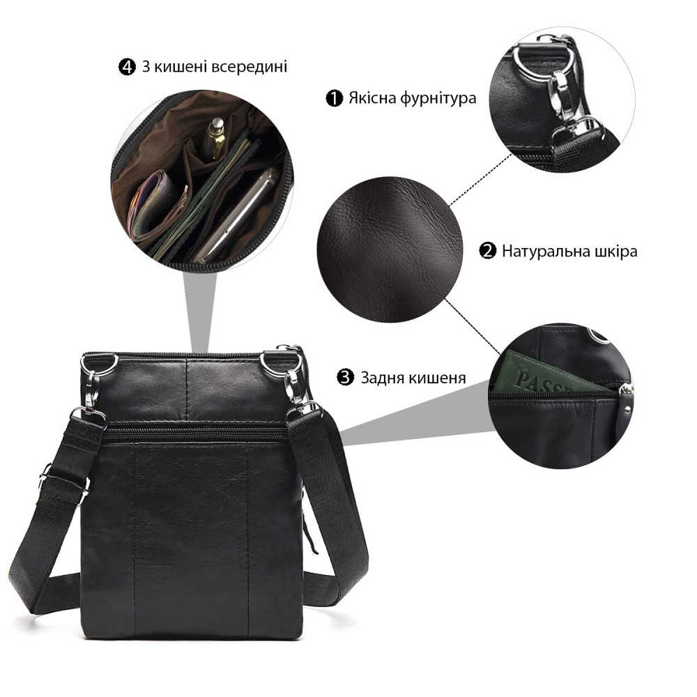 Сумка мужская компактных размеров Черный (Vintage) Киев - изображение 18