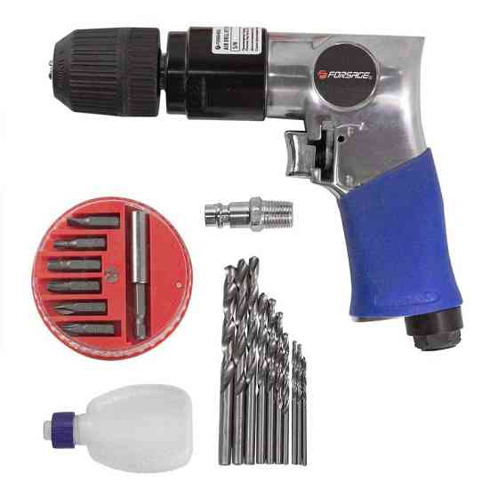 Пневмодрель з реверсом, набором біт і сверд 20пр(патрон:1-10мм,2200об/хв,6.3Bar,штуцер 1/4") Одеса