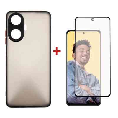 Чехол для мобильного телефона Dengos Kit for Realme C55 case + glass (Black) (DG-KM-34) Винница