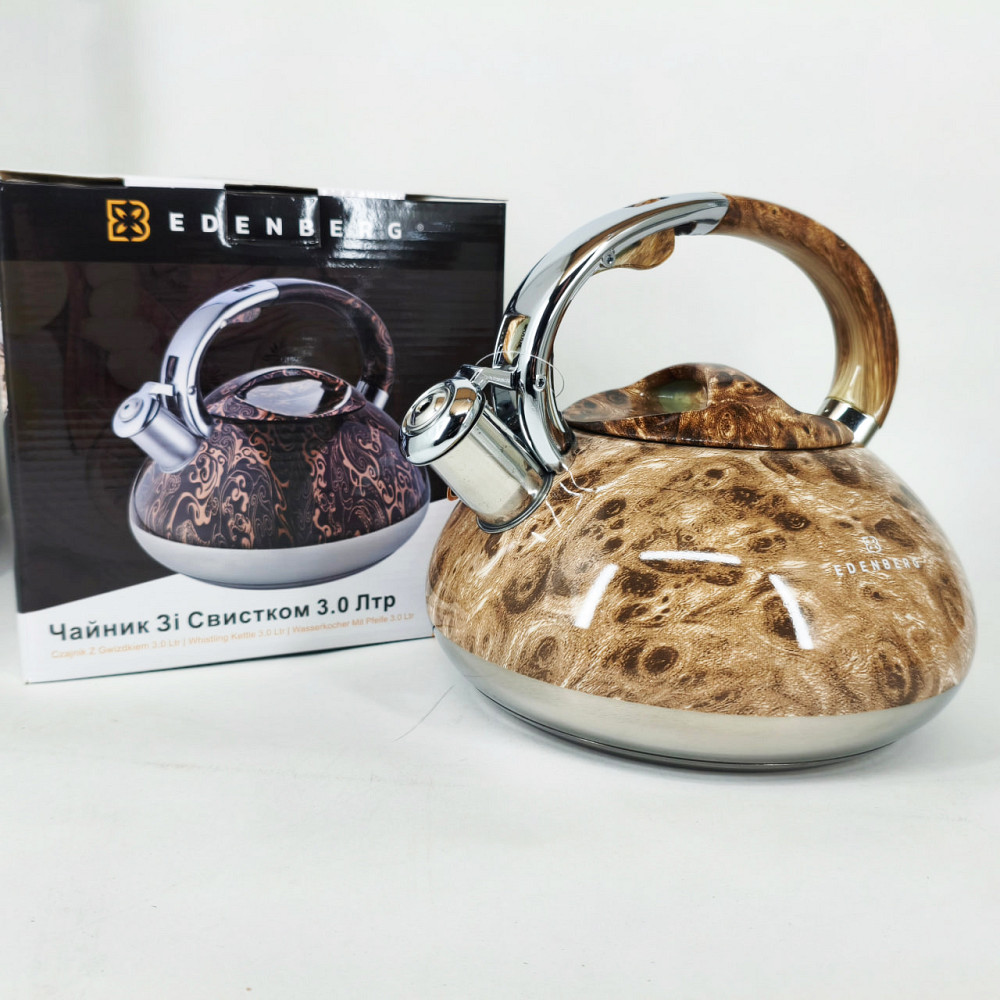 Чайник со свистком для электрической плиты Edenberg, Хороший чайник со свистком для воды на газ DM-41 Львов - изображение 3