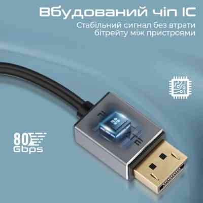 Кабель мультимедийный DisplayPort to DisplayPort v.2.0 dplink-16k.black Promate (dplink-16k.black) Винница