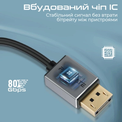 Кабель мультимедийный DisplayPort to DisplayPort v.2.0 dplink-16k.black Promate (dplink-16k.black) Винница - изображение 4
