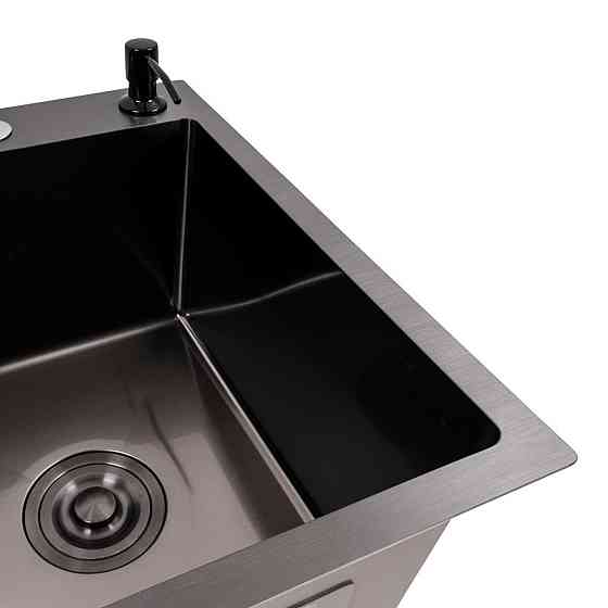Кухонна мийка CM 58*48 R чорна PVD VALESO Handmade (круглий сифон 3,0/0,8) Коломыя