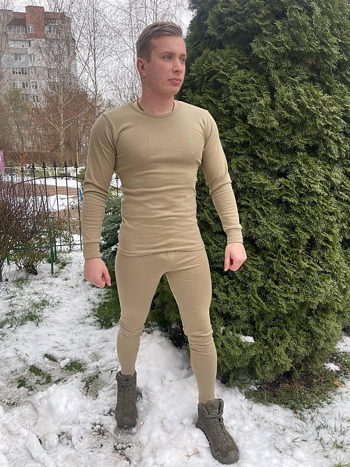 Чоловіча тактична термобілизна Termal бавовна на флісі (Пісок) M Вінниця - фото 3