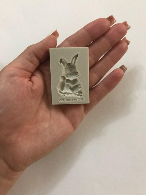 Молд силиконовый Заяц 52 на 36 мм серый Киев - изображение 2