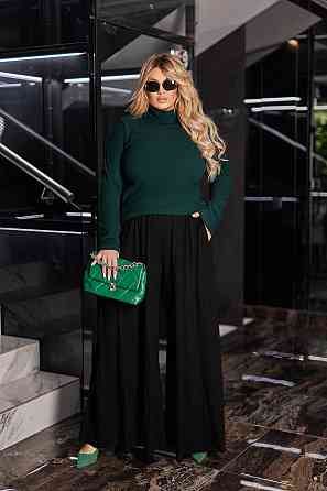 Жіночий теплий гольф в рубчик "Cool" оптом | Батал 50-52, Темно-зелений Київ