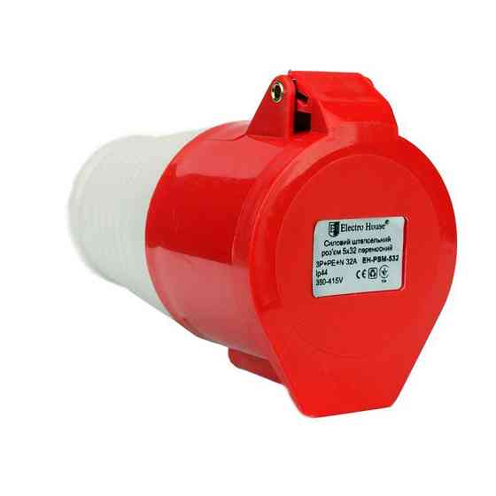 Разъем силовой штепсельный переносной 5x32 3P+PE+N, 32A, 380-415 В, IP44 Днепр