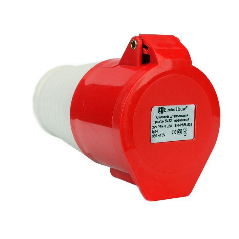 Разъем силовой штепсельный переносной 5x32 3P+PE+N, 32A, 380-415 В, IP44 Днепр - изображение 2