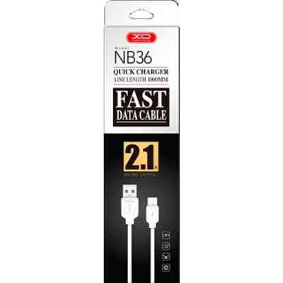 Дата кабель USB 2.0 AM to Micro 5P 1.0m 2.1A white XO (NB36-M-1-WH) Винница