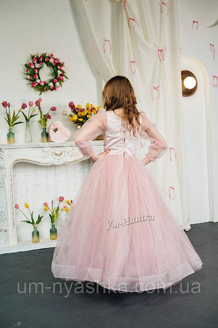 Пудровое нарядное платье 134-146 Кривой Рог - изображение 4