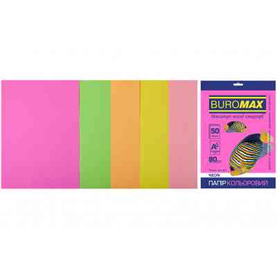 Бумага Buromax А4, 80g, NEON, 5colors, 50sh (BM.2721550-99) Винница