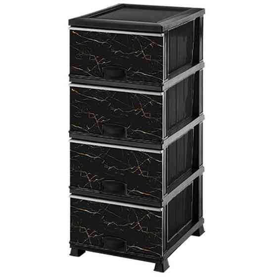 Комод пластиковий Еліф (Elif) чорний мармур. 90х39х48. 4 секции. Одеса