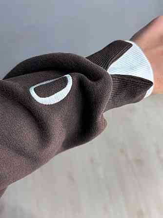 Костюм женский A-N 27063 свитшот и джогеры оверсайз с вышивкой коричневый, коричневый, M Киев