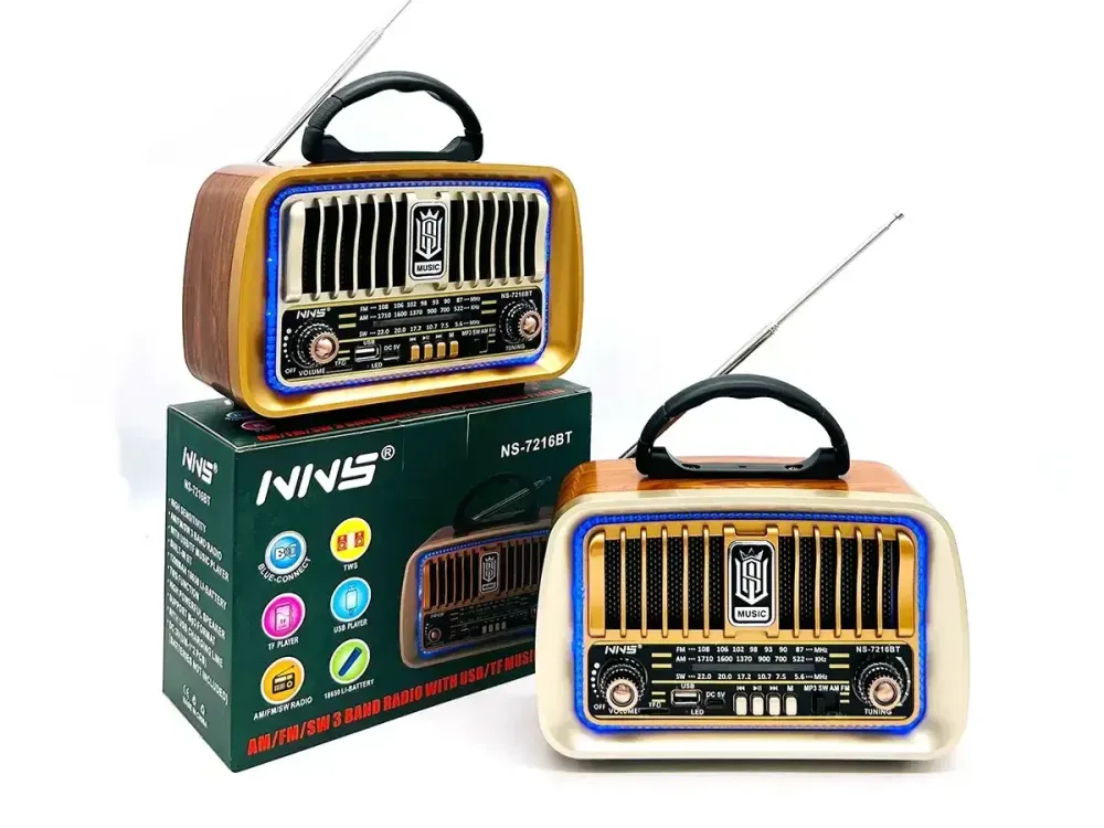 Радіоприймач NNS NS-7216BT Bluetooth з LED підсвіткою, USB, TF, FM/AM/SW, акумулятор 18650 Одеса - фото 1
