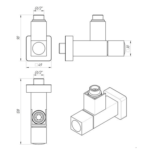 Кран кутовий квадратний LARIS КВАТРО G1/2", комплект 2 шт. Київ - фото 7