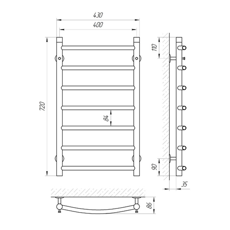 Водяна сушарка для рушників Laris Класик П7 400x700 Київ - фото 6