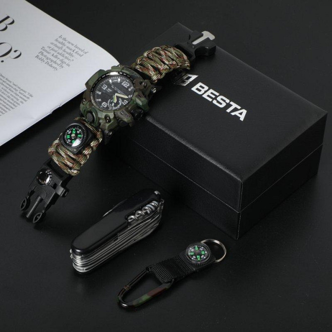 Чоловічий наручний годинник Besta Box Military Set​​​​​​​ з компасом + подарунковий набір Вінниця - фото 7