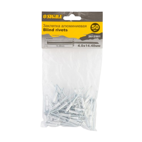 Заклепка алюмінієва 4,0*14,48мм 50шт Standart SIGMA Житомир