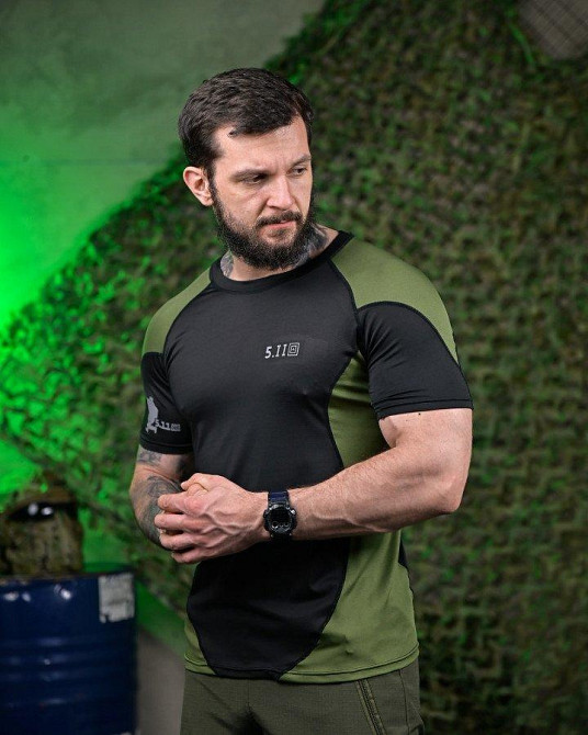 Тактическая футболка   5.11 black/oliva ПП7650 Одесса - изображение 2