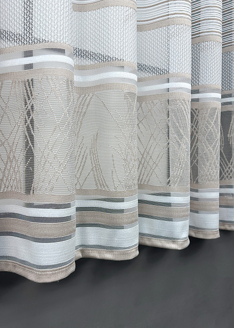 Короткий тюль VR-Textil 1954т Жакард Білий з капучино 350х140 см (42-1060) Київ - фото 6