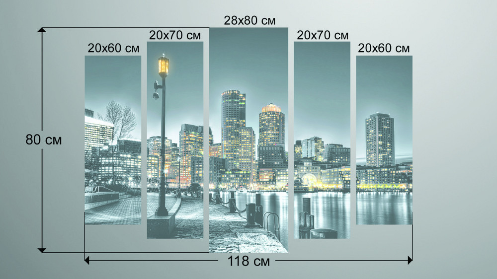 Модульная картина Ночной город Art-136_5 Киев - изображение 3