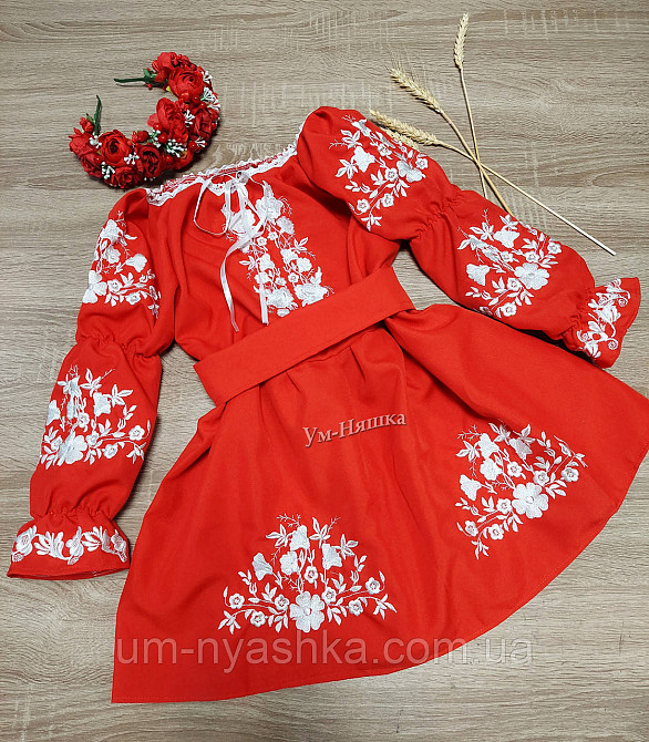 Червона вишита сукня плаття вишиванка Квіткова поляна Кривий Ріг - фото 1