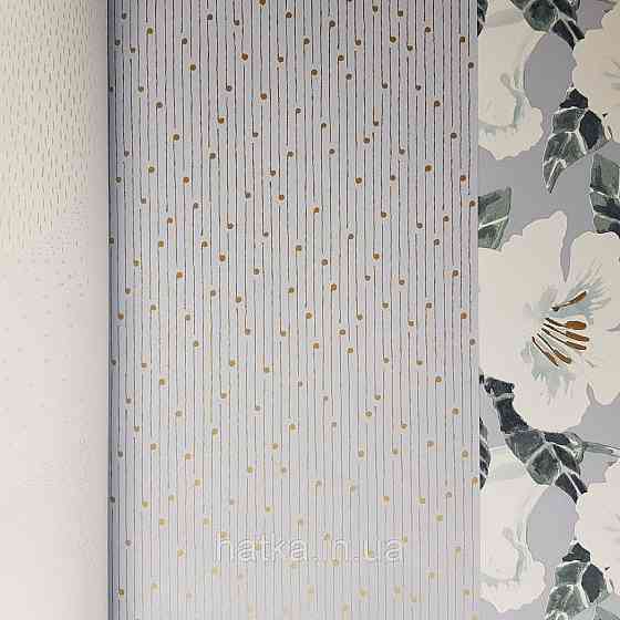 Шпалери вінілові на флізелін Caselio The Place to bed 0.53х10 м смуги точки золотисті на блакитному 3д Київ