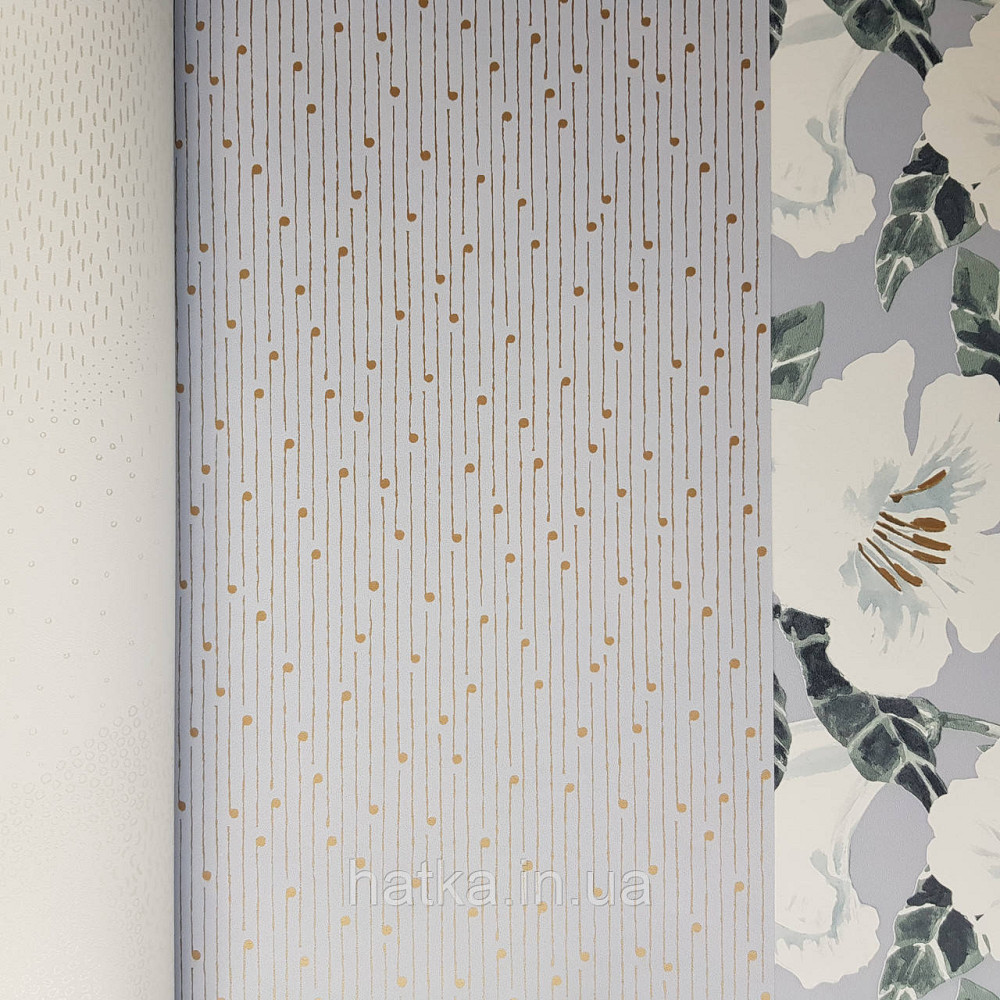 Шпалери вінілові на флізелін Caselio The Place to bed 0.53х10 м смуги точки золотисті на блакитному 3д Київ - фото 2