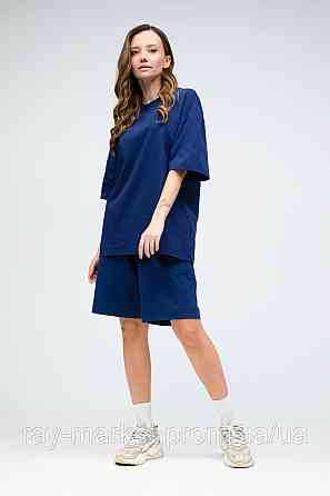 Костюм футболка оверсайз и шорты RAY BASIC темно-синий женский (U1801W-Navy Blue) Киев