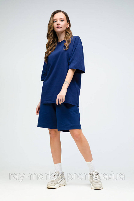 Костюм футболка оверсайз та шорти RAY BASIC темно-синій жіночий (U1801W-Navy Blue) Київ - фото 2