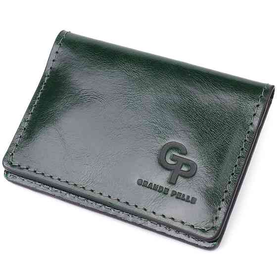Обкладинка на документи з натуральної гладкої шкіри GRANDE PELLE 22942 Зелений Київ