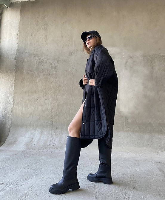 Жіночі черевики RONE чорні натуральна шкіра зима висота 43 см обхват 38-40 см (BEST/1) (4928) Коломия - фото 3