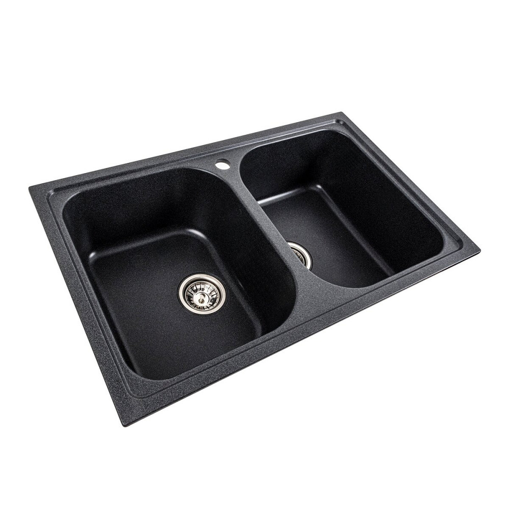 PLATINUM Гранітна мийка для кухні Platinum 7950 Equatoria матовий Карбон Київ - фото 3