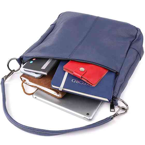 Сумка для женщин на два отделения из натуральной кожи Vintage 23013 Синий Киев