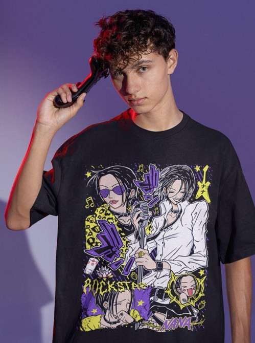 Футболка чоловіча з аніме принтом Нана Осакі Блакк Стонес оверсайз (S/M/L) Чорний AnimeJ1017 Дніпро - фото 9