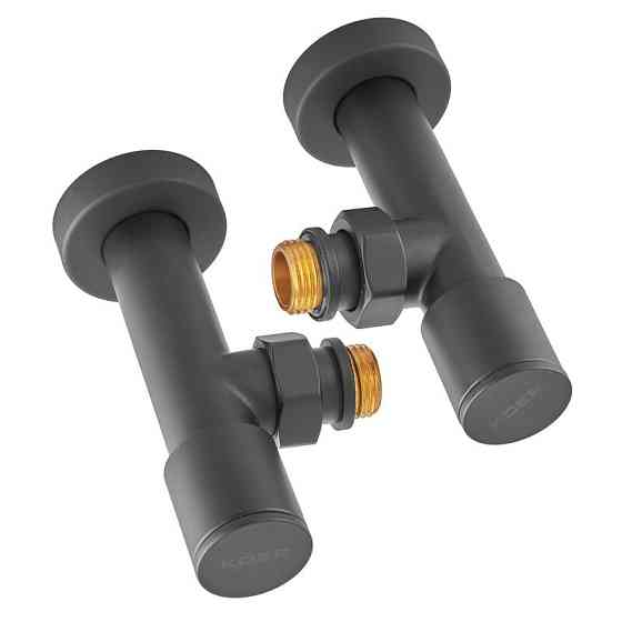 Комплект кранів для рушникосушки кутовий Koer KR.SET.535 BLACK - M1/2''xM1/2'' подовжений (KR5844)   ( 20721 ) Харків