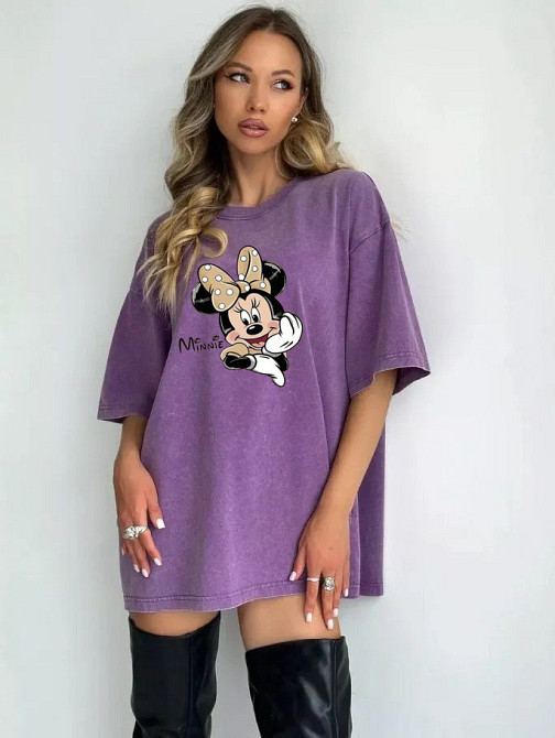 Футболка оверсайз винтаж с принтом Сиреневый Минни-бант Харьков - изображение 1