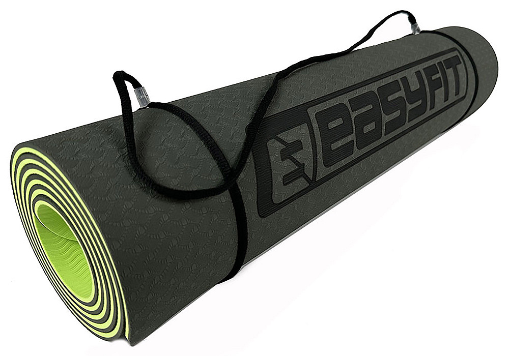 EasyFit Килимок для йоги та фітнесу EasyFit TPE+TC 6мм двошаровий чорно-зелений Коломыя - изображение 6