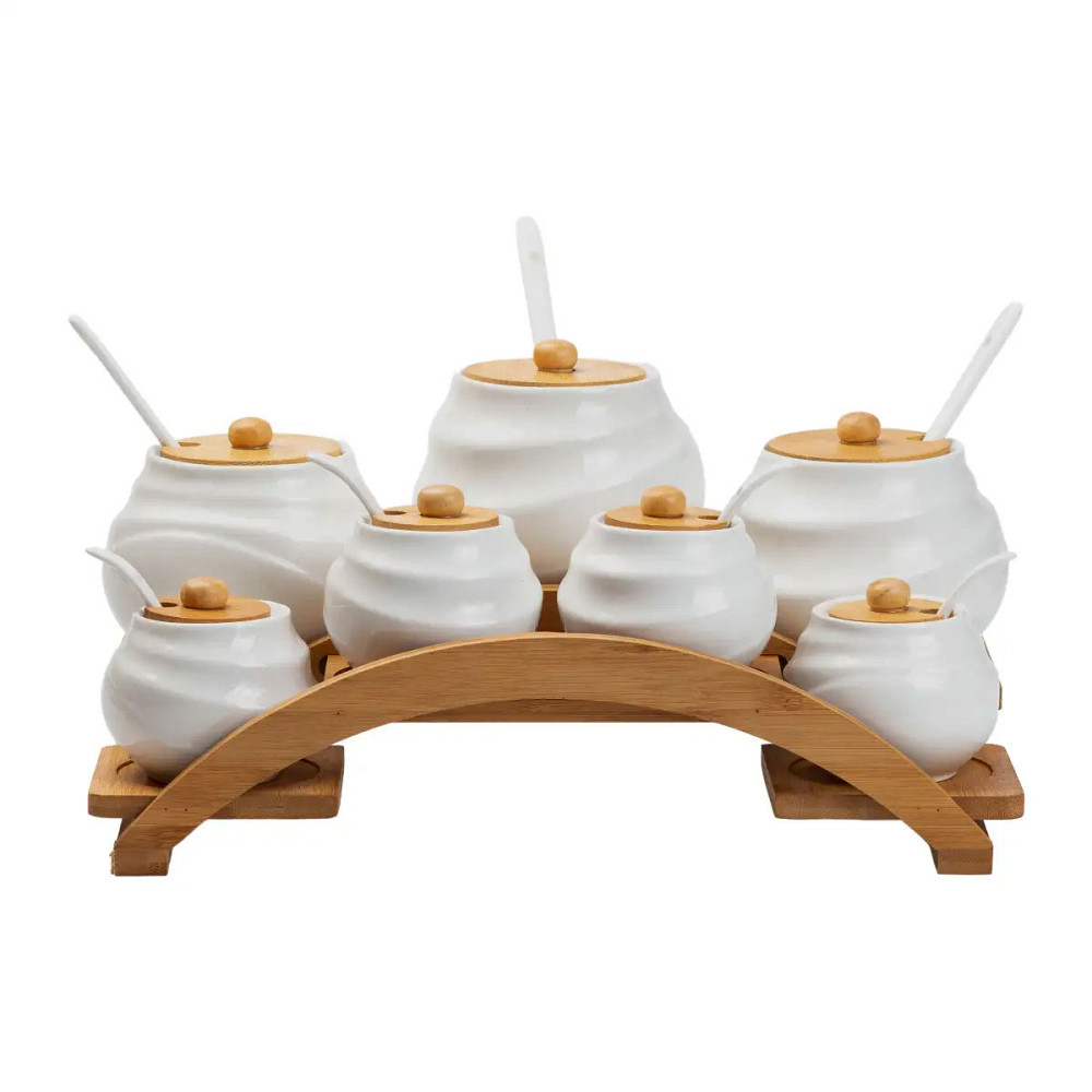 Yiwu Банки для сипучих продуктів 7 штук по 200 мл та 500 мл на бамбуковій підставці Коломыя - изображение 1