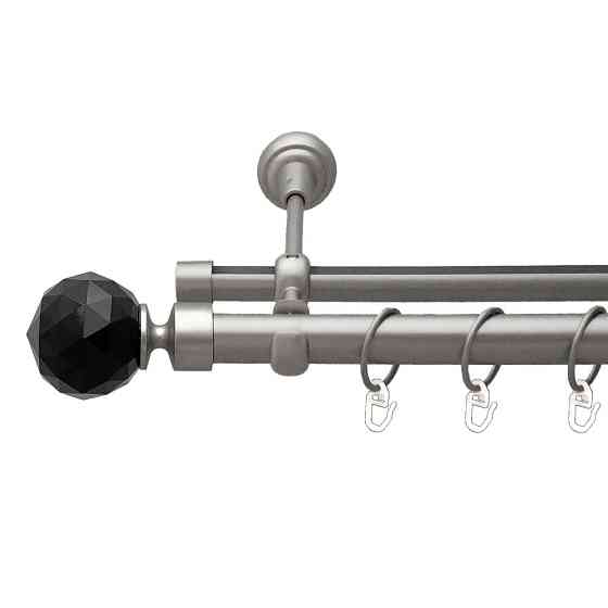 Карниз Orvit Люміера Неро металевий дворядний опозитний гладка \ профільна труба кільце металеве Сатин 25\19 Львов