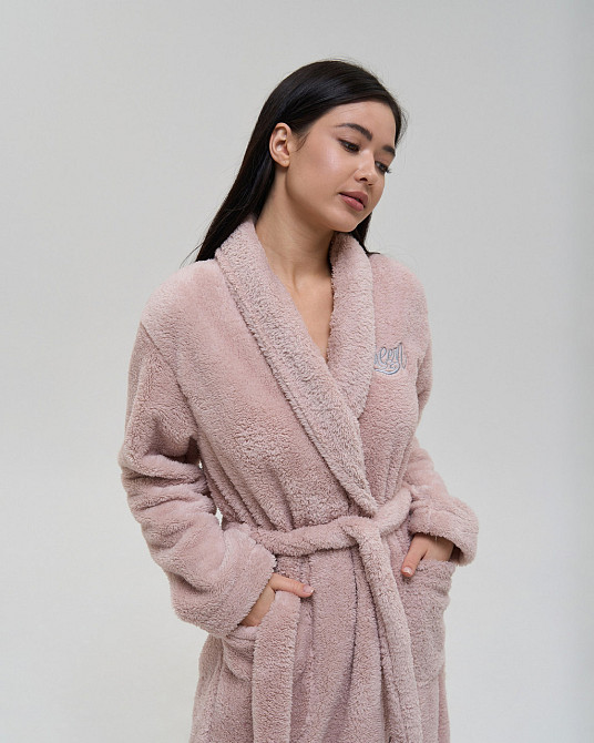 Теплий однотонний жіночий халат Nicoletta Queen — Велюрсофт 94118 Київ - фото 6