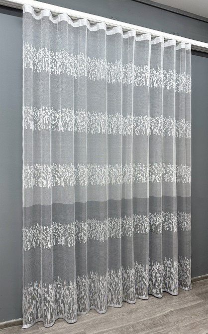 Тюль VR-Textil 1675т Жакард Білий з сірим 250х270 см (42-0948) Київ - фото 3