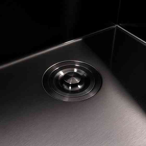 Кухонна мийка 50*50 PVD чорна VALESO Handmade з підставкою для ножів (сифон круглий, 3,0/0,8) Коломыя