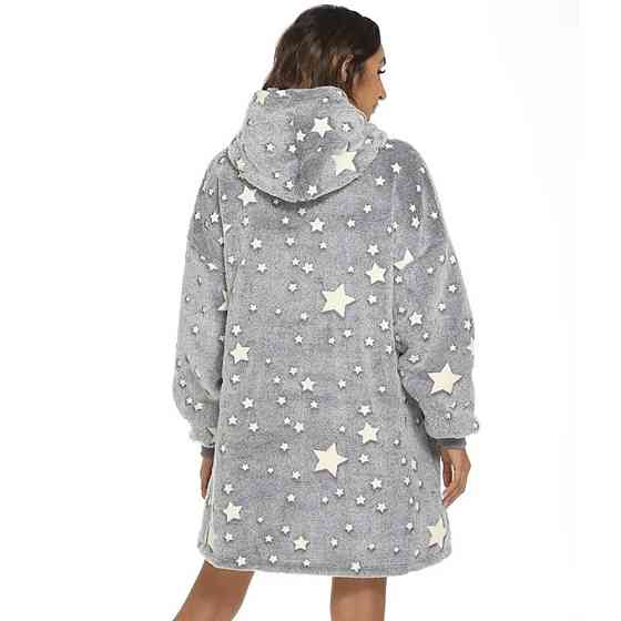 Толстовка плед з капюшоном, що світиться вночі, Stars Dream Зірки, Сірий / Теплий флісовий худі з зірками Київ