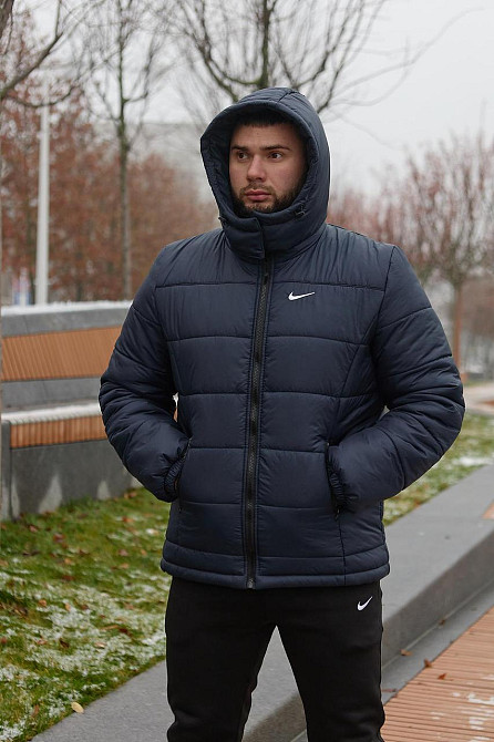 Зимова куртка чоловіча пух з підкладом на флісі коротка Frost синя Одеса - фото 7